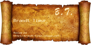Brandt Timur névjegykártya